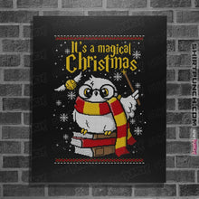 Load image into Gallery viewer, Shirts Posters / 4"x6" / Black Owl Magic Christmas