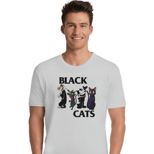 Shirts Premium Shirts, Unisex / Small / White Black Cats Flag