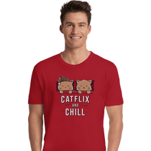 Load image into Gallery viewer, Shirts Premium Shirts, Unisex / Small / Red Catflix And Chill