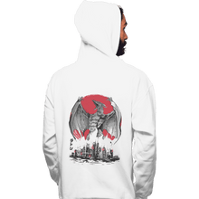 Load image into Gallery viewer, Shirts Pullover Hoodies, Unisex / Small / White Fire Pteranodon Attack Sumi-e