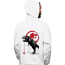 Load image into Gallery viewer, Shirts Pullover Hoodies, Unisex / Small / White Tyrannosaurus sumi-e halftones