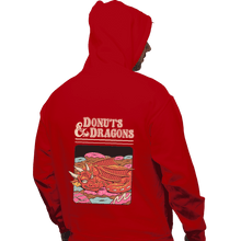 Load image into Gallery viewer, Shirts Pullover Hoodies, Unisex / Small / Red Donuts And Dragons