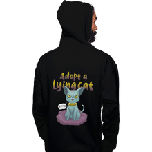 Load image into Gallery viewer, Shirts Pullover Hoodies, Unisex / Small / Black Adopt A Lying Cat