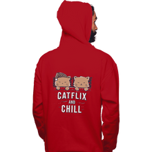 Load image into Gallery viewer, Shirts Zippered Hoodies, Unisex / Small / Red Catflix And Chill