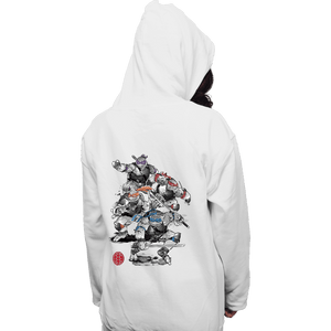 Daily_Deal_Shirts Pullover Hoodies, Unisex / Small / White Ninja Turtles Sumi-e