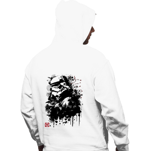 Daily_Deal_Shirts Pullover Hoodies, Unisex / Small / White Trooper In The Forest Sumi-e