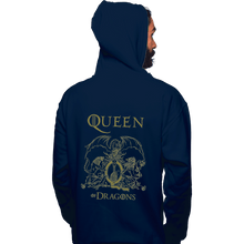 Load image into Gallery viewer, Shirts Pullover Hoodies, Unisex / Small / Navy Queen Of Dragons