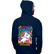Load image into Gallery viewer, Secret_Shirts Pullover Hoodies, Unisex / Small / Navy Unicorn Rainbows Destruction