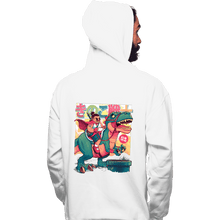 Load image into Gallery viewer, Daily_Deal_Shirts Pullover Hoodies, Unisex / Small / White Mushroom Warrior & Dinosaur