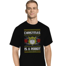 Load image into Gallery viewer, Shirts T-Shirts, Tall / Large / Black Christmas Is A Robot