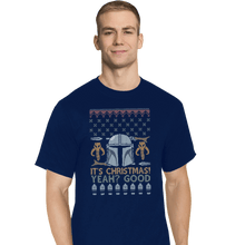 Load image into Gallery viewer, Shirts T-Shirts, Tall / Large / Navy Mandalorian Christmas