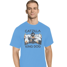 Load image into Gallery viewer, Shirts T-Shirts, Tall / Large / Royal Blue Catzilla VS King Dog

