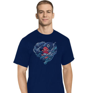 Shirts T-Shirts, Tall / Large / Navy Sea Heart
