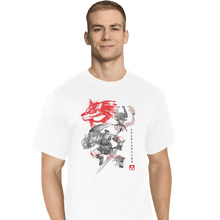 Load image into Gallery viewer, Shirts T-Shirts, Tall / Large / White Twilight Wolf Sumi-e