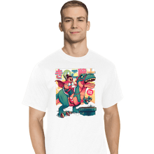 Load image into Gallery viewer, Daily_Deal_Shirts T-Shirts, Tall / Large / White Mushroom Warrior & Dinosaur