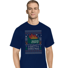 Load image into Gallery viewer, Secret_Shirts T-Shirts, Tall / Large / Navy Ugly Shitty Christmas Sweater