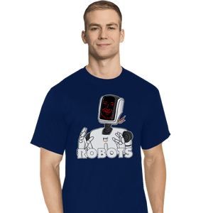 Daily_Deal_Shirts T-Shirts, Tall / Large / Navy Robots