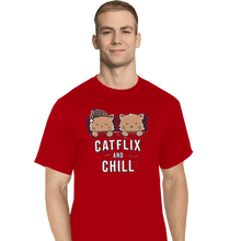 Load image into Gallery viewer, Shirts T-Shirts, Tall / Large / Red Catflix And Chill