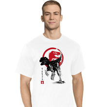 Load image into Gallery viewer, Shirts T-Shirts, Tall / Large / White Velociraptor sumi-e halftones