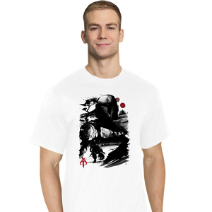 Daily_Deal_Shirts T-Shirts, Tall / Large / White The Bounty Hunter In The desert Sumi-e