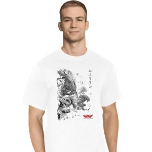 Shirts T-Shirts, Tall / Large / White Xenomorphs Invasion Sumi-e