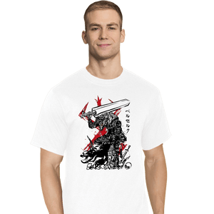 Daily_Deal_Shirts T-Shirts, Tall / Large / White Lone Swordsman sumi-e