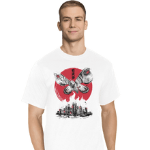 Load image into Gallery viewer, Shirts T-Shirts, Tall / Large / White Giant Moth Attack Sumi-e
