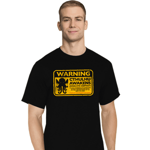 Daily_Deal_Shirts T-Shirts, Tall / Large / Black Cthulhu Warning