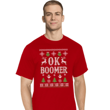 Load image into Gallery viewer, Shirts T-Shirts, Tall / Large / Red OK Boomer Ugly Christmas Sweater