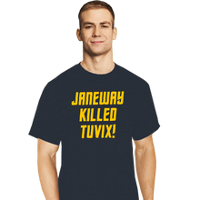 Load image into Gallery viewer, Daily_Deal_Shirts T-Shirts, Tall / Large / Dark Heather Janeway Killed Tuvix!