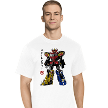 Load image into Gallery viewer, Daily_Deal_Shirts T-Shirts, Tall / Large / White Mighty Morphin Megazord Sumi-e
