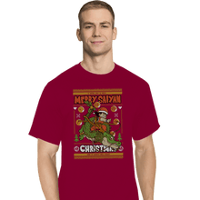 Load image into Gallery viewer, Shirts T-Shirts, Tall / Large / Red Merry Saiyan Christmas