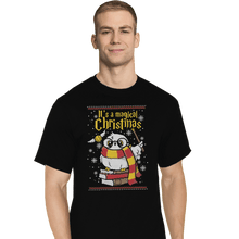 Load image into Gallery viewer, Shirts T-Shirts, Tall / Large / Black Owl Magic Christmas