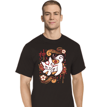 Load image into Gallery viewer, Last_Chance_Shirts T-Shirts, Tall / Large / Black Floral Wolf Spirit