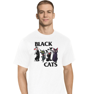 Shirts T-Shirts, Tall / Large / White Black Cats Flag
