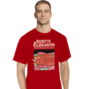 Shirts T-Shirts, Tall / Large / Red Donuts And Dragons