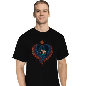 Shirts T-Shirts, Tall / Large / Black Heart On Fire