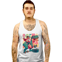 Load image into Gallery viewer, Daily_Deal_Shirts Tank Top, Unisex / Small / White Mushroom Warrior & Dinosaur