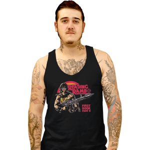 Shirts Tank Top, Unisex / Small / Black Reading Rambo