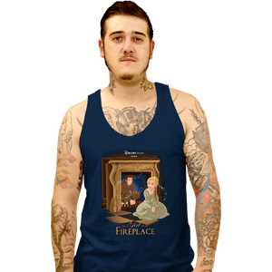 Secret_Shirts Tank Top, Unisex / Small / Navy Girl In The Fireplace
