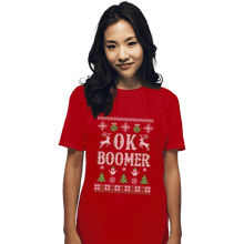 Load image into Gallery viewer, Shirts T-Shirts, Unisex / Small / Red OK Boomer Ugly Christmas Sweater