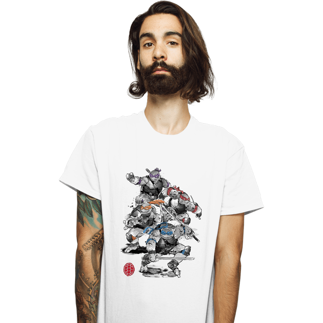 Daily_Deal_Shirts T-Shirts, Unisex / Small / White Ninja Turtles Sumi-e