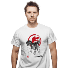 Load image into Gallery viewer, Secret_Shirts T-Shirts, Unisex / Small / White Velociraptor Sumi-E