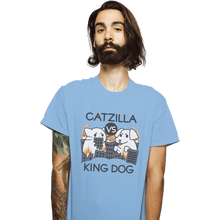 Load image into Gallery viewer, Shirts T-Shirts, Unisex / Small / Powder Blue Catzilla VS King Dog
