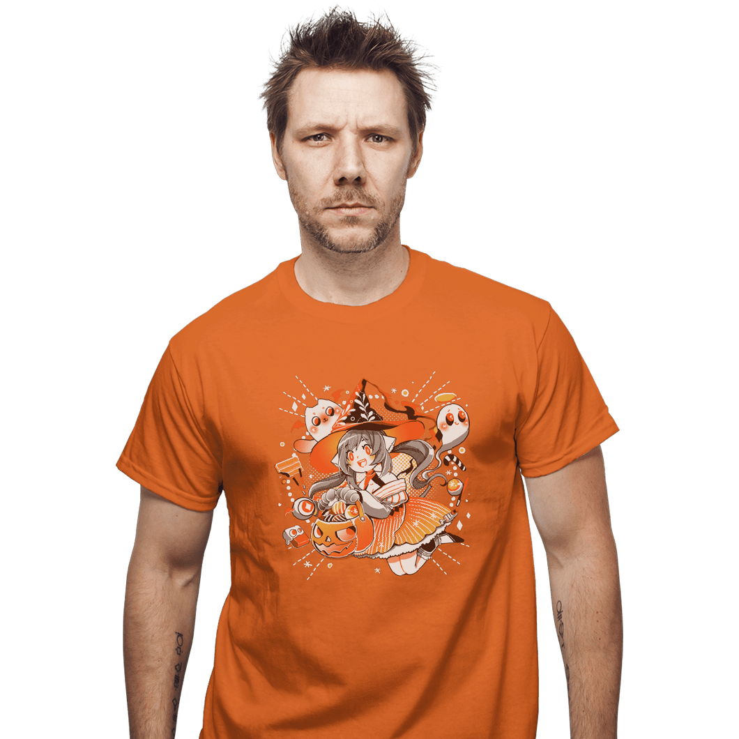 Shirts T-Shirts, Unisex / Small / Orange Trick Or Treat Witch