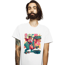 Load image into Gallery viewer, Daily_Deal_Shirts T-Shirts, Unisex / Small / White Mushroom Warrior & Dinosaur