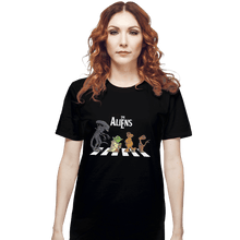 Load image into Gallery viewer, Shirts T-Shirts, Unisex / Small / Black Aliens On Abbey Road
