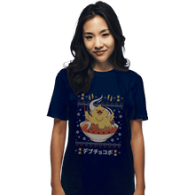 Load image into Gallery viewer, Shirts T-Shirts, Unisex / Small / Navy Fat Chocobo Ramen Christmas Sweater