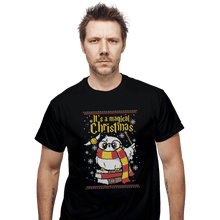 Load image into Gallery viewer, Shirts T-Shirts, Unisex / Small / Black Owl Magic Christmas