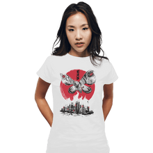 Load image into Gallery viewer, Shirts Fitted Shirts, Woman / Small / White Giant Moth Attack Sumi-e